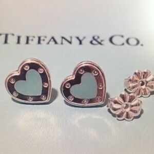 Tiffany & Co Heart Outline Stud Earrings in Silver